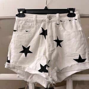 Shein White Jean Shorts With Stars Women’s Size XS